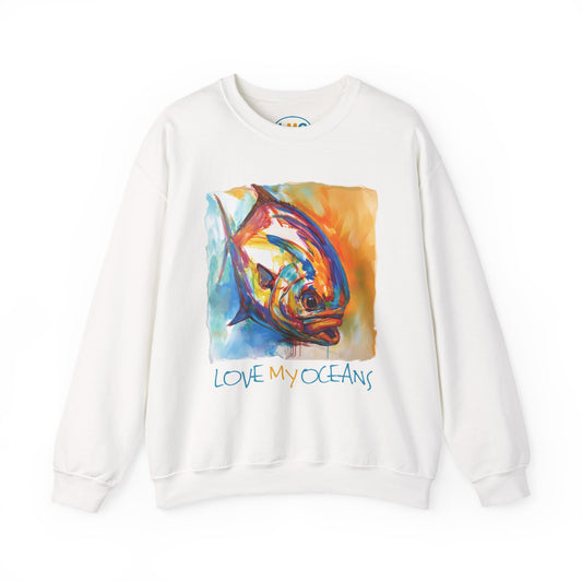 Fire Permit - Abstract Permit - Crewneck Sweatshirt - Flats Fishing - Love My Oceans Sweatshirt
