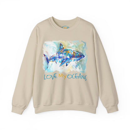 Great White Shark - Love My Oceans - Crewneck Sweatshirt - Love My Oceans Sweatshirt