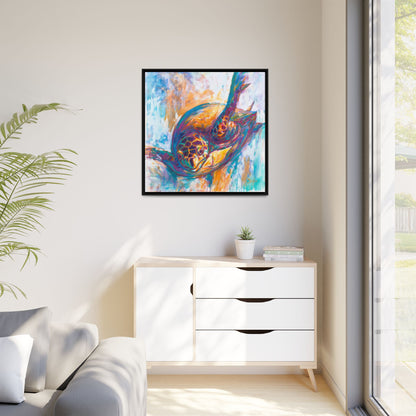 Expressionist Hawksbill - Colorful Sea Turtle Framed Art Print by Mike Savlen