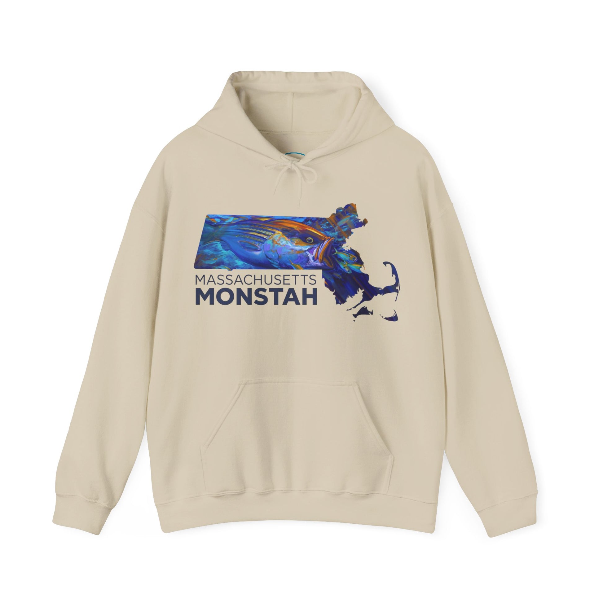 Massachusetts Monstah, Striper, Hooded Sweatshirt - Love My Oceans Hoodie