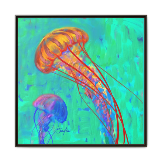 Jellyfish Framed Canvas Art Print by Mike Savlen - Love My Oceans Canvas