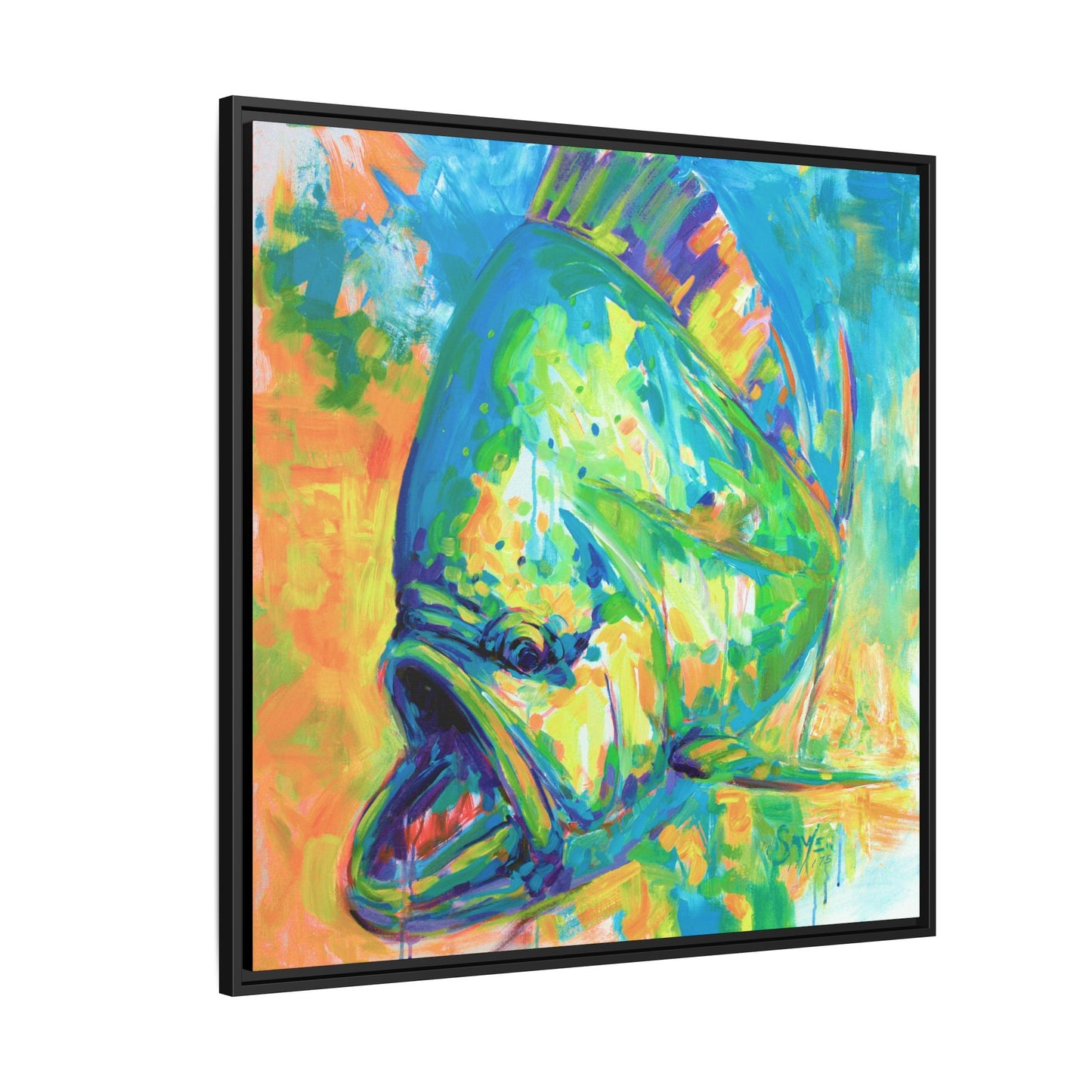 Mahi Expressionist — Colorful Coastal Framed Canvas Art by Mike Savlen