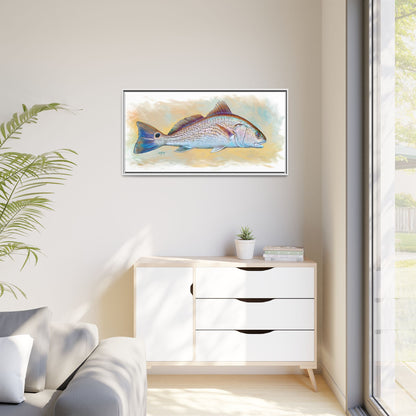 Redfish Illustration — Coastal Gamefish Framed Canvas Art by Mike Savlen