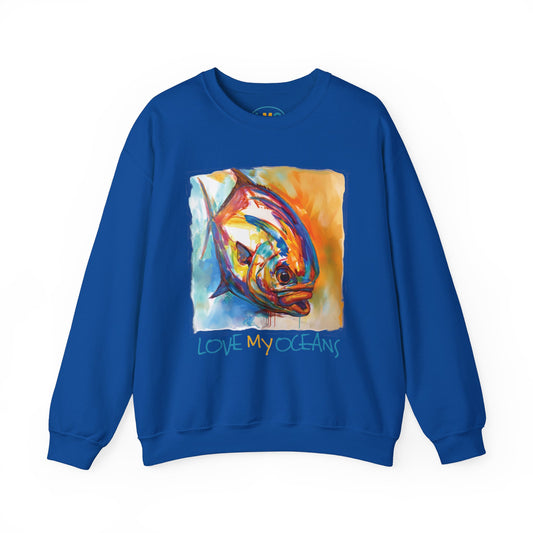 Fire Permit - Abstract Permit - Crewneck Sweatshirt - Flats Fishing - Love My Oceans Sweatshirt