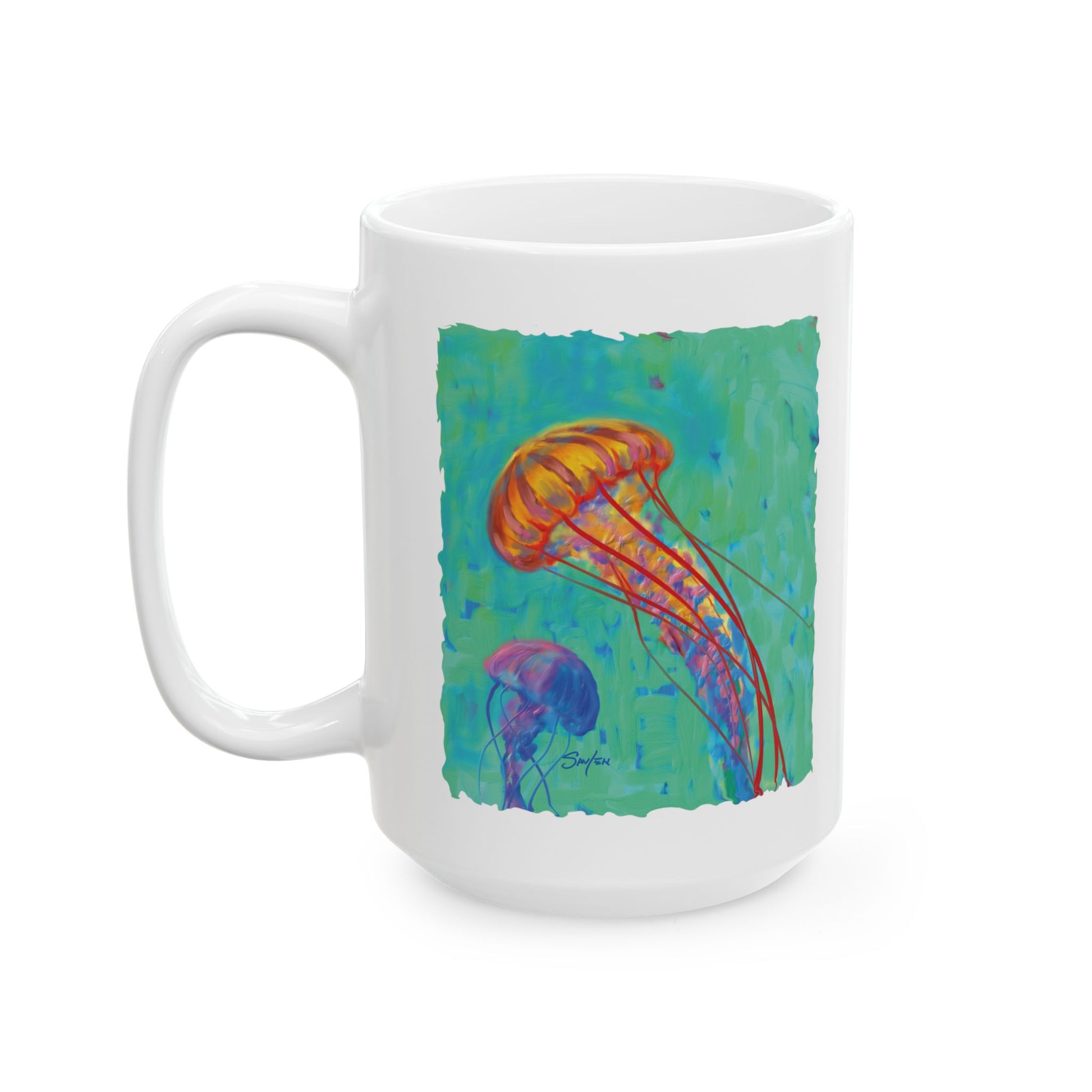 JellyFish Coffee Mug | ocean art Mug | ocean art | diving art Mug - Love My Oceans Mug