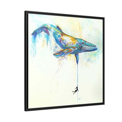 By a Thread - Colorful Humpback Whale Framed Art Print by Mike Savlen