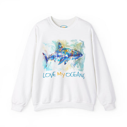 Great White Shark - Love My Oceans - Crewneck Sweatshirt - Love My Oceans Sweatshirt