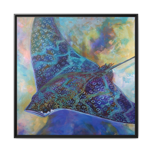 Eagle Ray — Expressionist Ocean Wildlife Framed Canvas Art by Mike Savlen