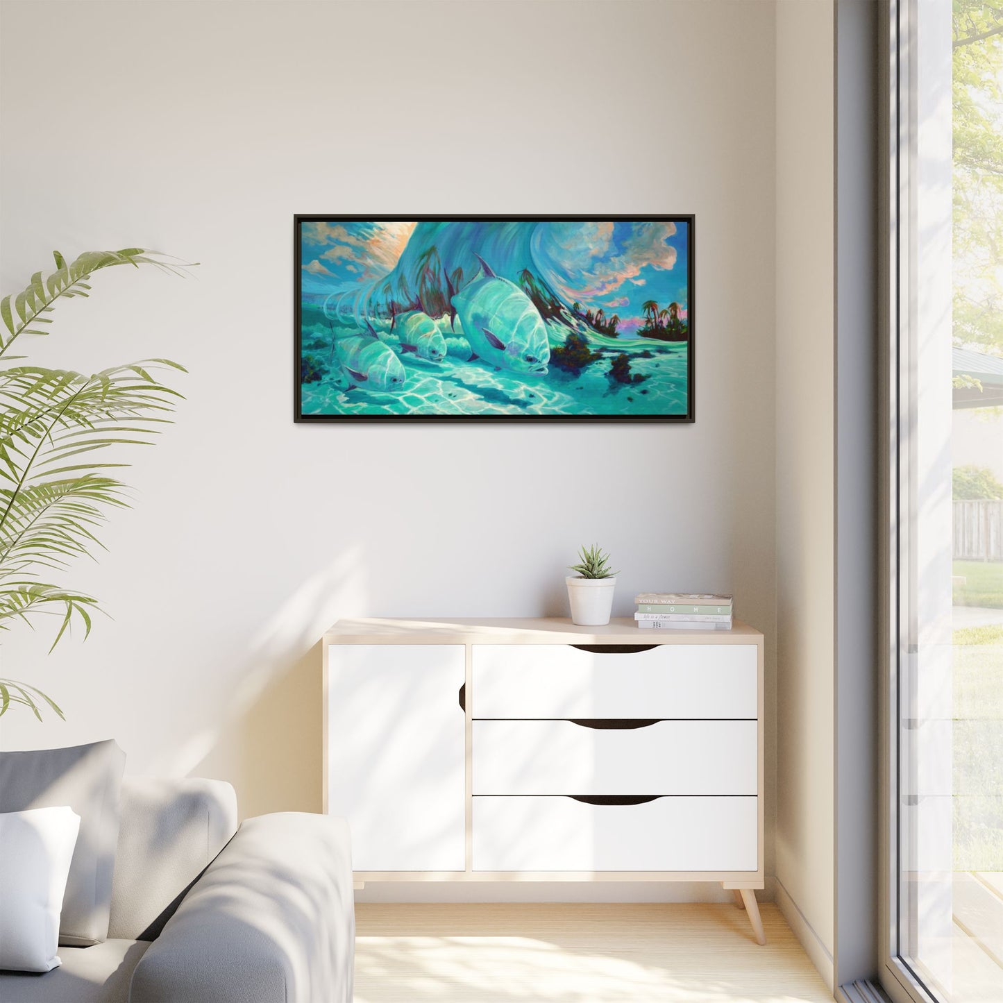 Under The Waves - Permit Framed Canvas Art by Mike Savlen