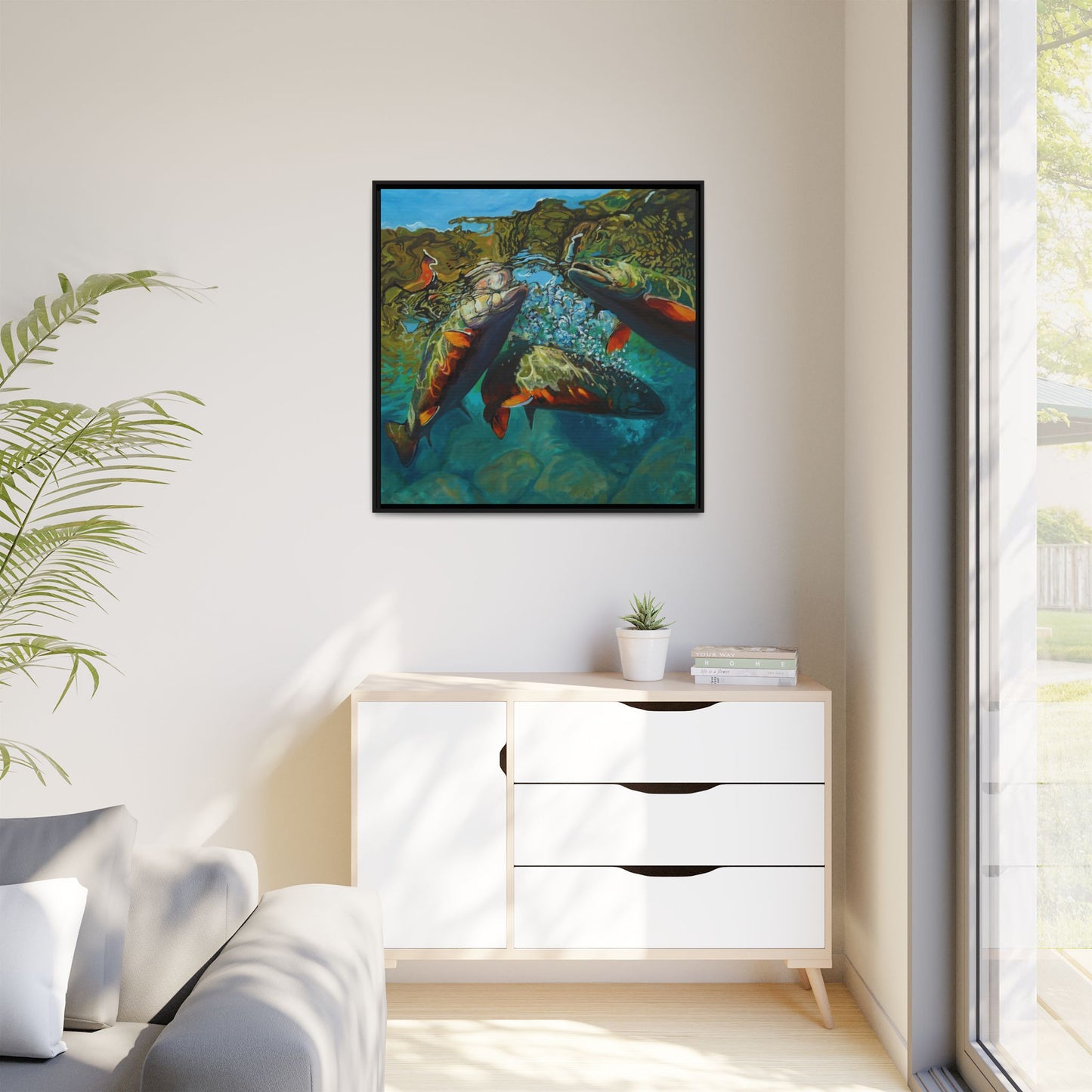 Brook Trout Melee - Framed Wall Art By Mike Savlen