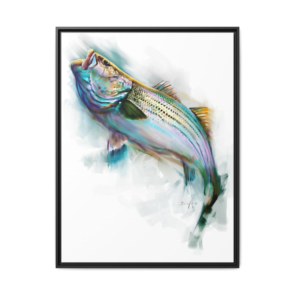 Striper Rise — Striped Bass Framed Art Print - Love My Oceans Canvas