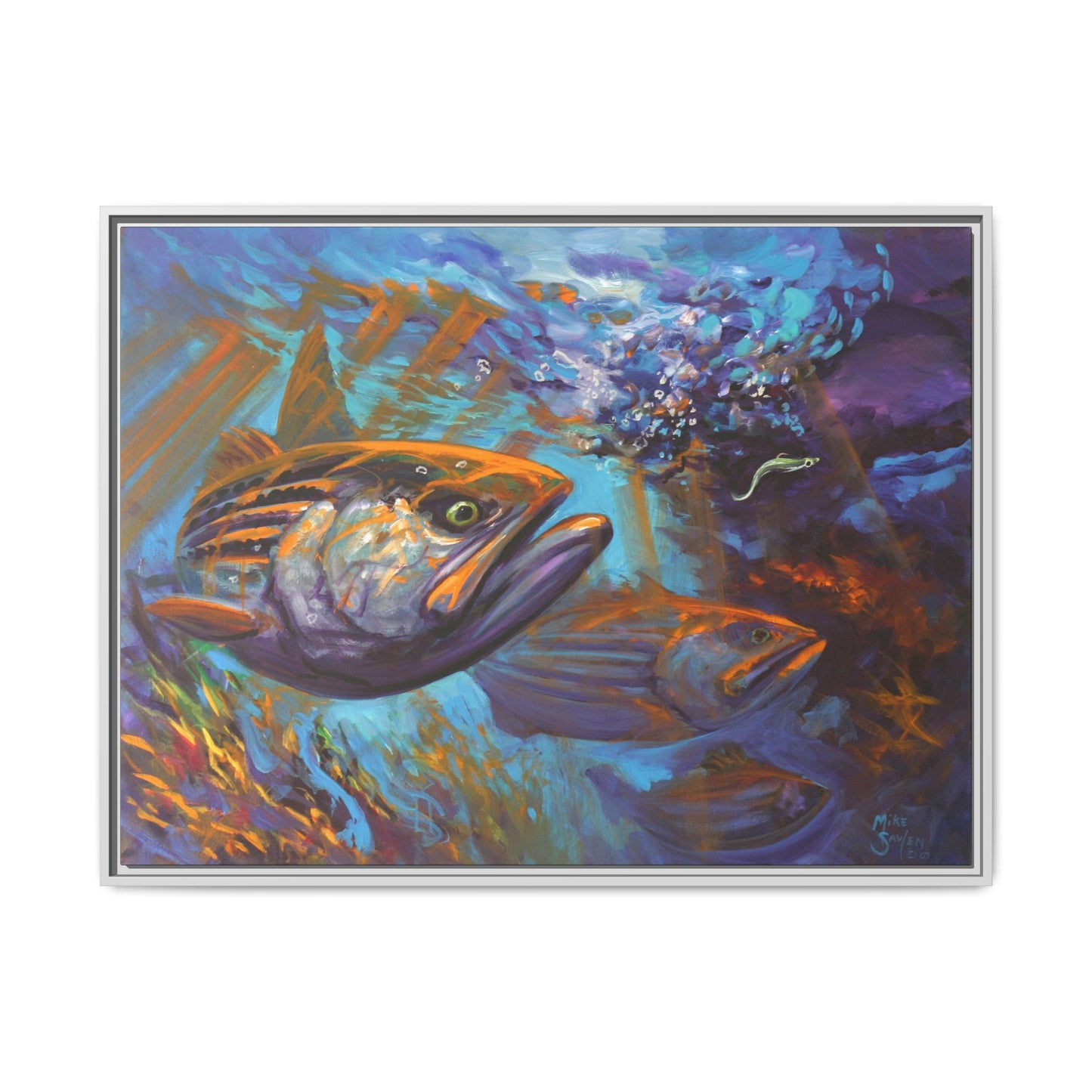 Aggressive Intentions — Contemporary Striped Bass Framed Art Print by Mike Savlen
