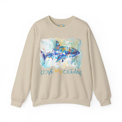 Great White Shark - Love My Oceans - Crewneck Sweatshirt - Love My Oceans Sweatshirt
