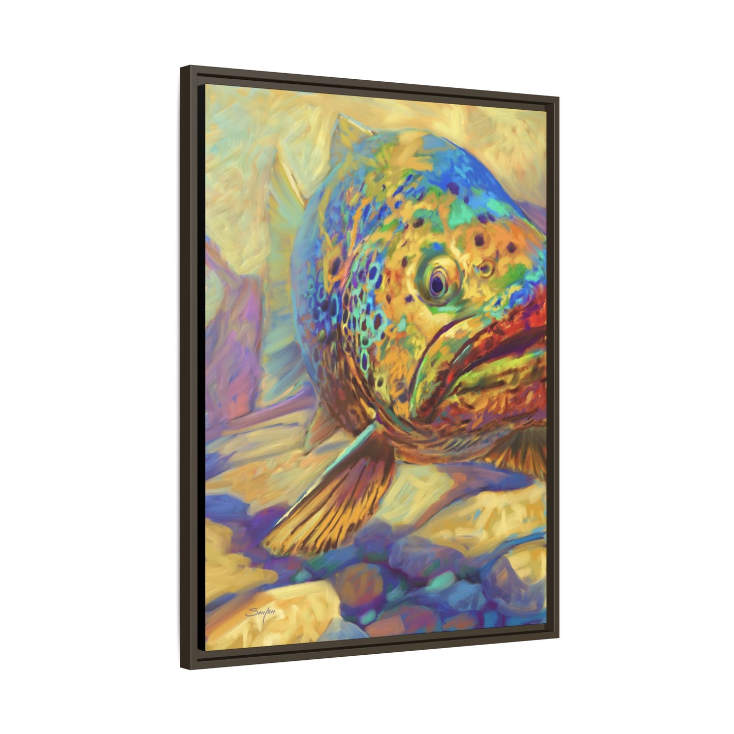 Walter's Pool — Brown Trout Framed Art Print by Mike Savlen