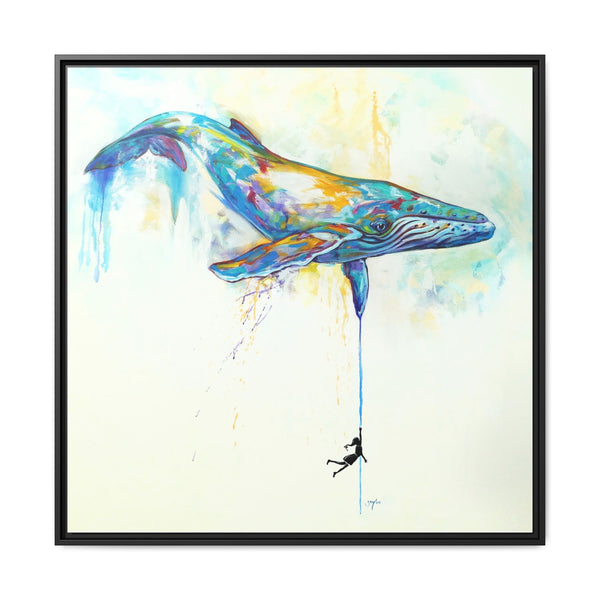By a Thread — Humpback Whale Framed Art Print - Love My Oceans Canvas