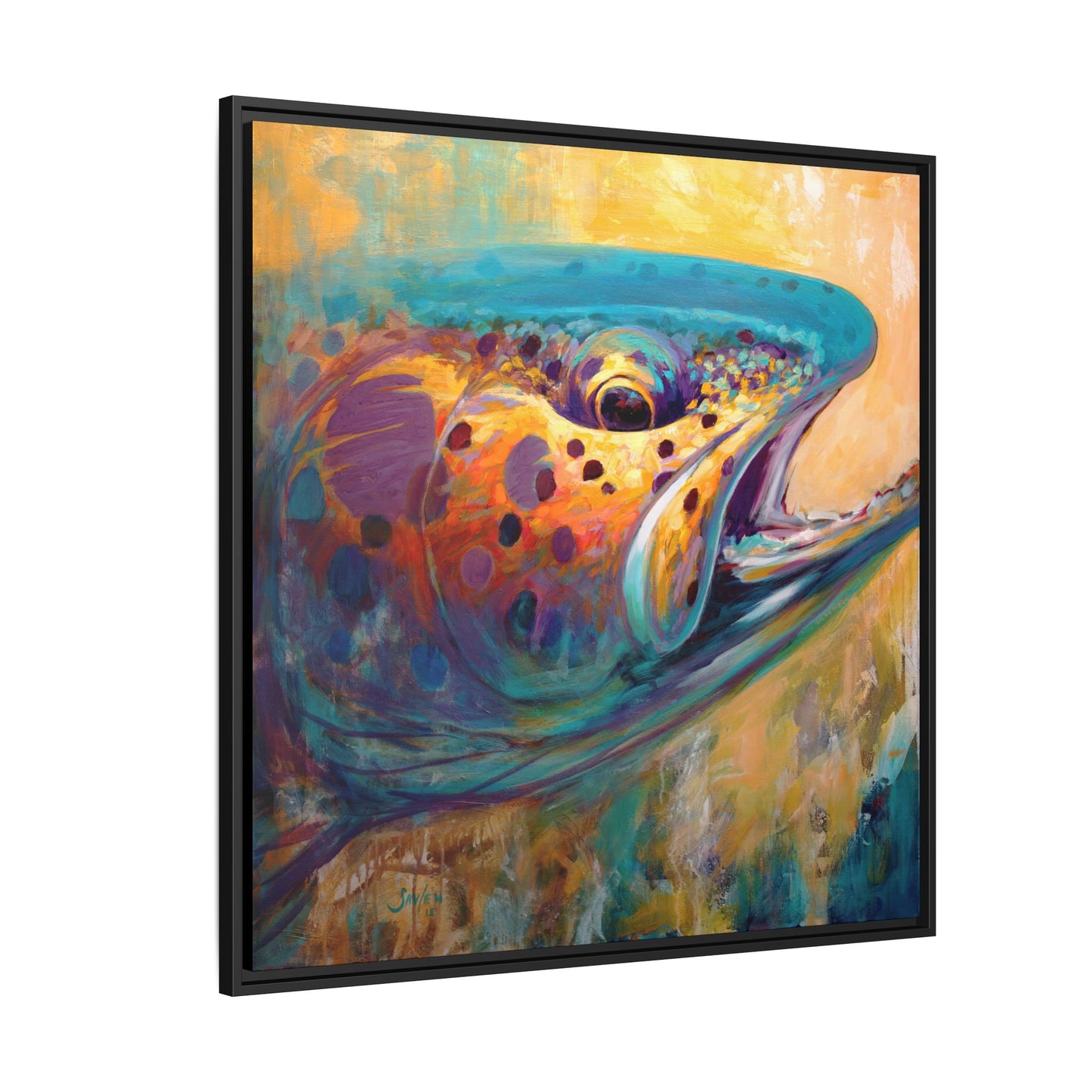 Fire From Water — Apache Rainbow Trout Framed Canvas Art by Mike Savlen
