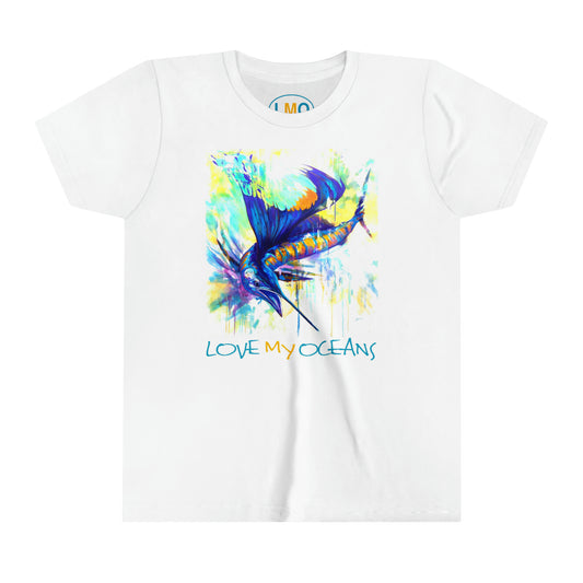 Sailfish "Pelagic Dragon" youth tee | Sailfish shirt | Ocean life | colorful beachwear - Love My Oceans Kids clothes