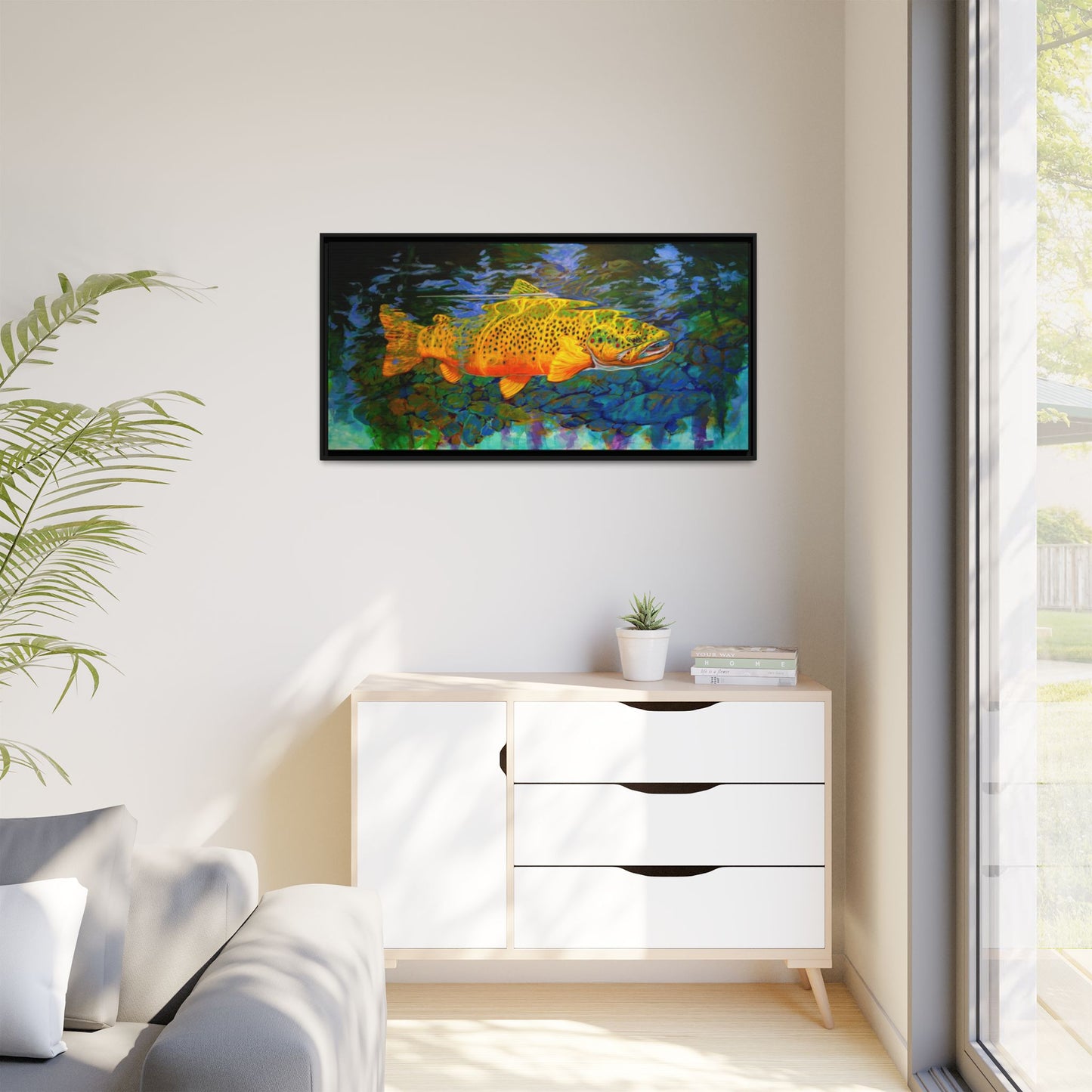 Looking Glass Brown Trout — Framed Canvas Art by Mike Savlen