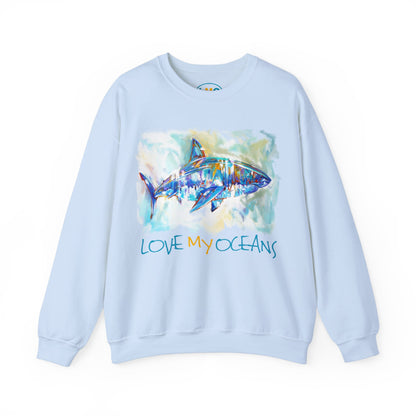 Great White Shark - Love My Oceans - Crewneck Sweatshirt - Love My Oceans Sweatshirt