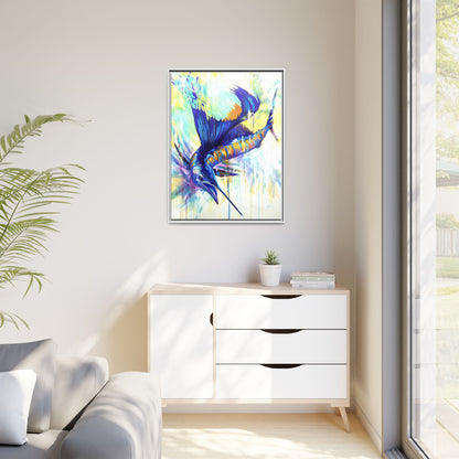 Pelagic Dragon — Expressionist Sailfish Framed Art Print by Mike Savlen