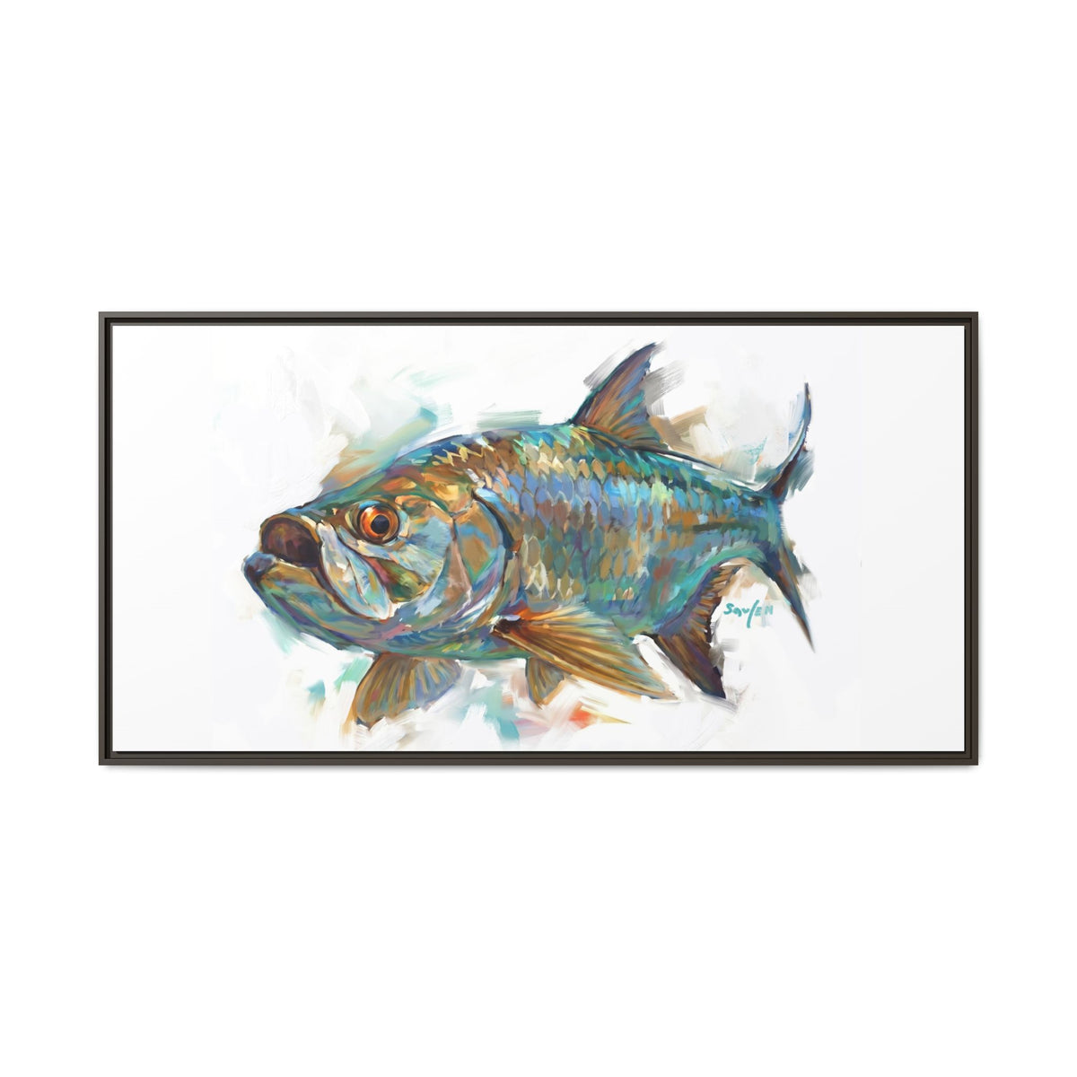 Back Bay Tarpon - Framed Canvas Art by Mike Savlen