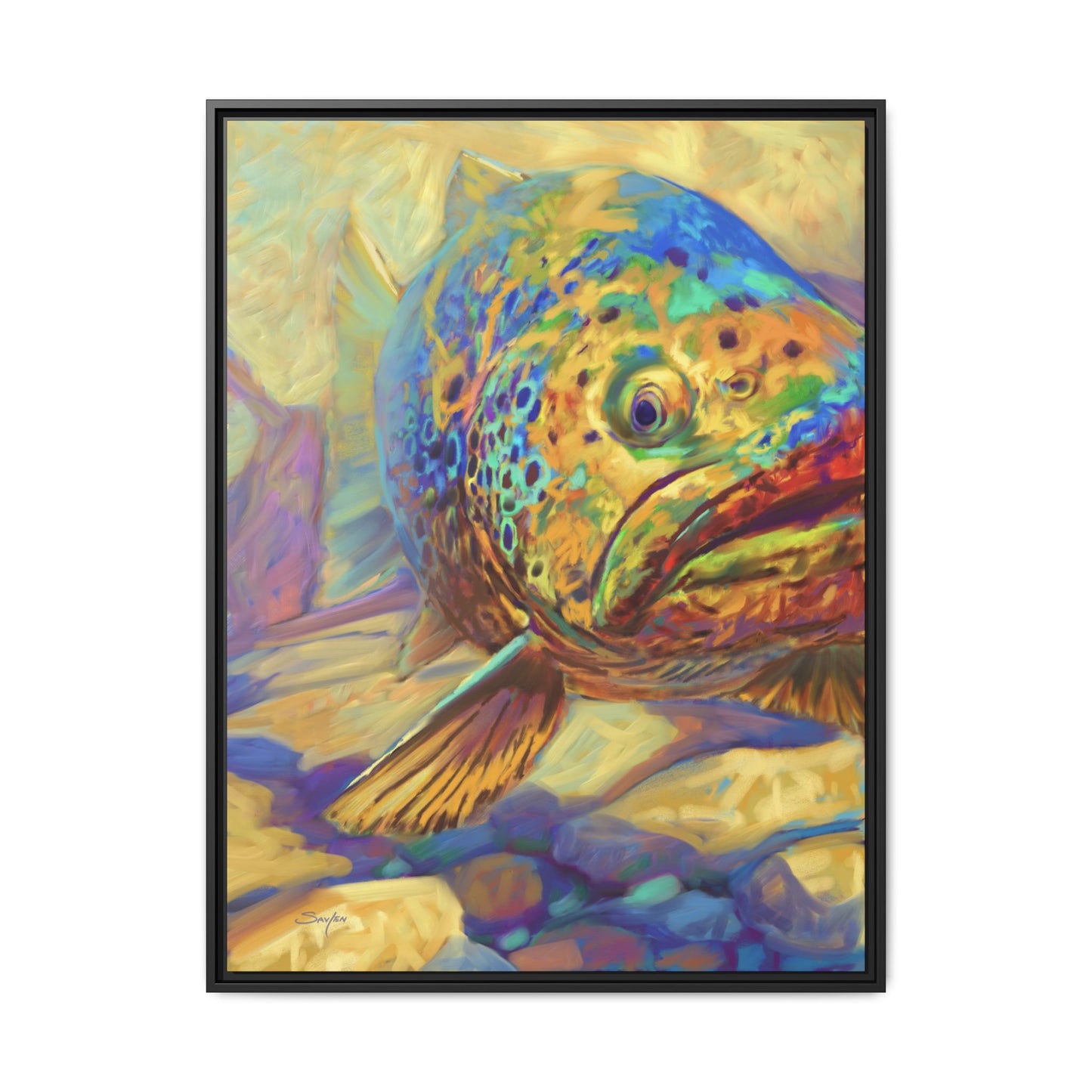 Walter's Pool — Brown Trout Framed Art Print by Mike Savlen