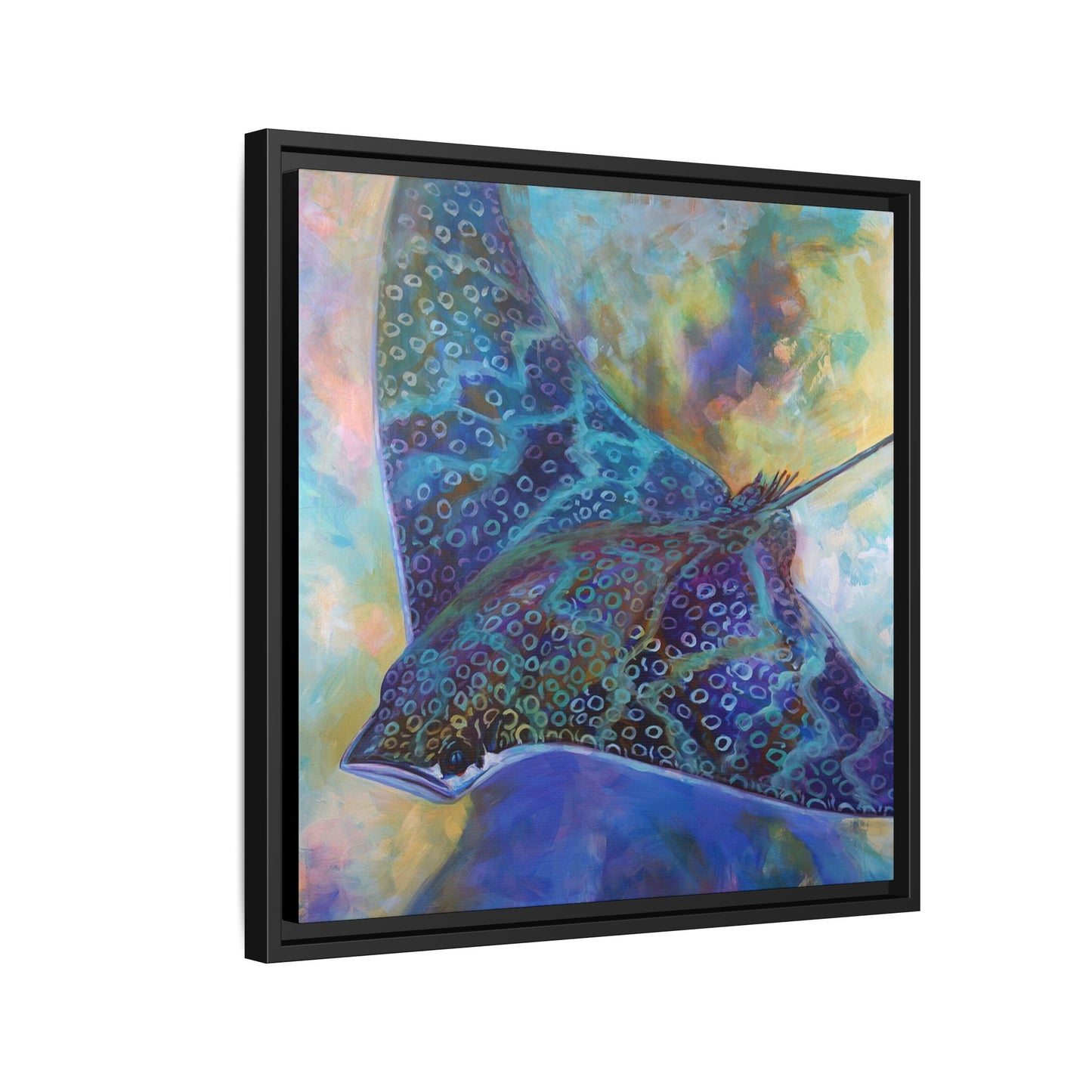 Eagle Ray — Expressionist Ocean Wildlife Framed Canvas Art by Mike Savlen