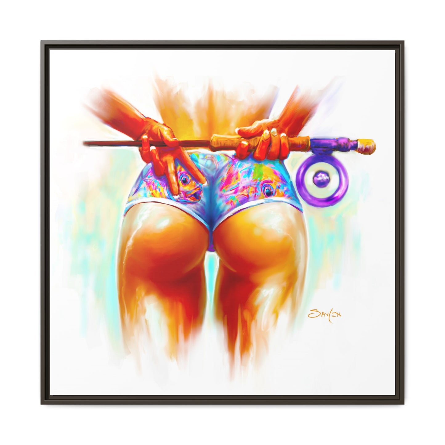Peace, Love & Fly Fishing — Coastal Pin Up and Permit Framed Art Print by Mike Savlen