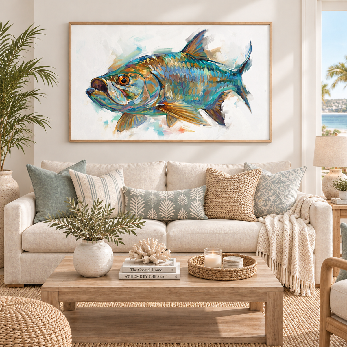 Back Bay Tarpon - Framed Canvas Art by Mike Savlen
