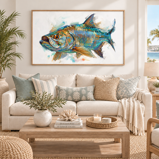 Back Bay Tarpon - Framed Canvas Art by Mike Savlen