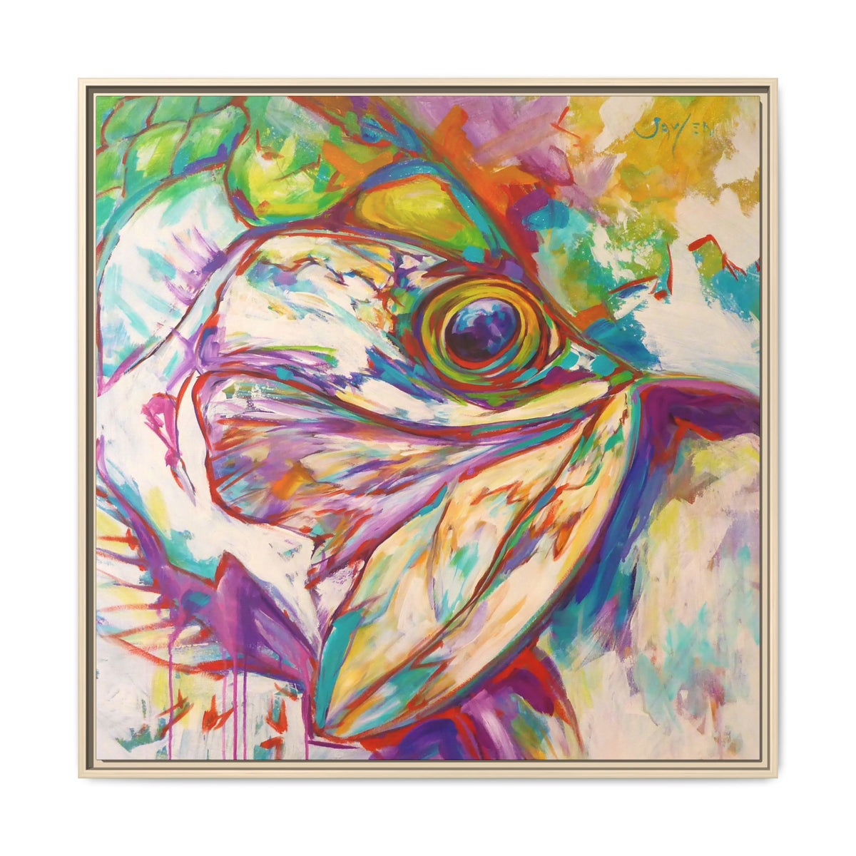 Tarpon Dreams painting by Mike Savlen in a natural wood frame — colorful tarpon fishing art print