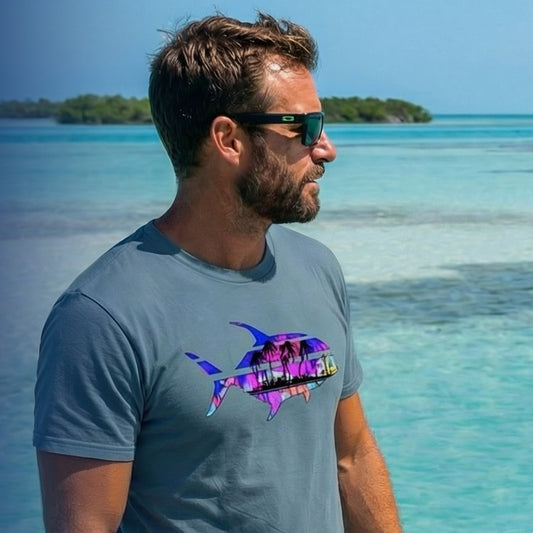 Destination Permit Tee — lifestyle photo, permit fishing shirt, coastal apparel, Love My Oceans