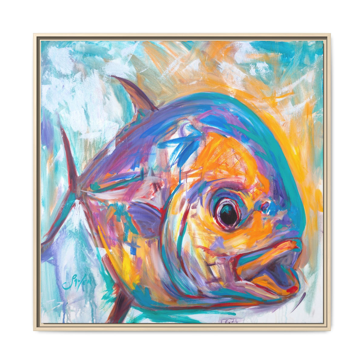 Expressionist Permit canvas print — fly fishing art gift for saltwater anglers