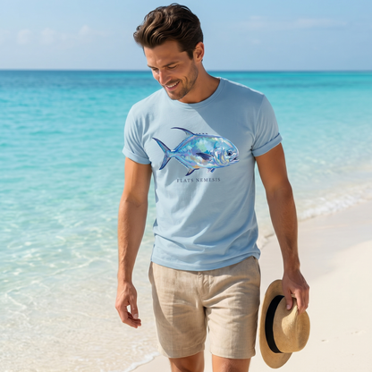 Flats Nemesis Permit Fish Tee — permit fly fishing shirt, flats angler apparel, Love My Oceans