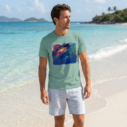 Full Sail Sailfish Art Tee — sailfish fishing shirt, offshore apparel, Love My Oceans