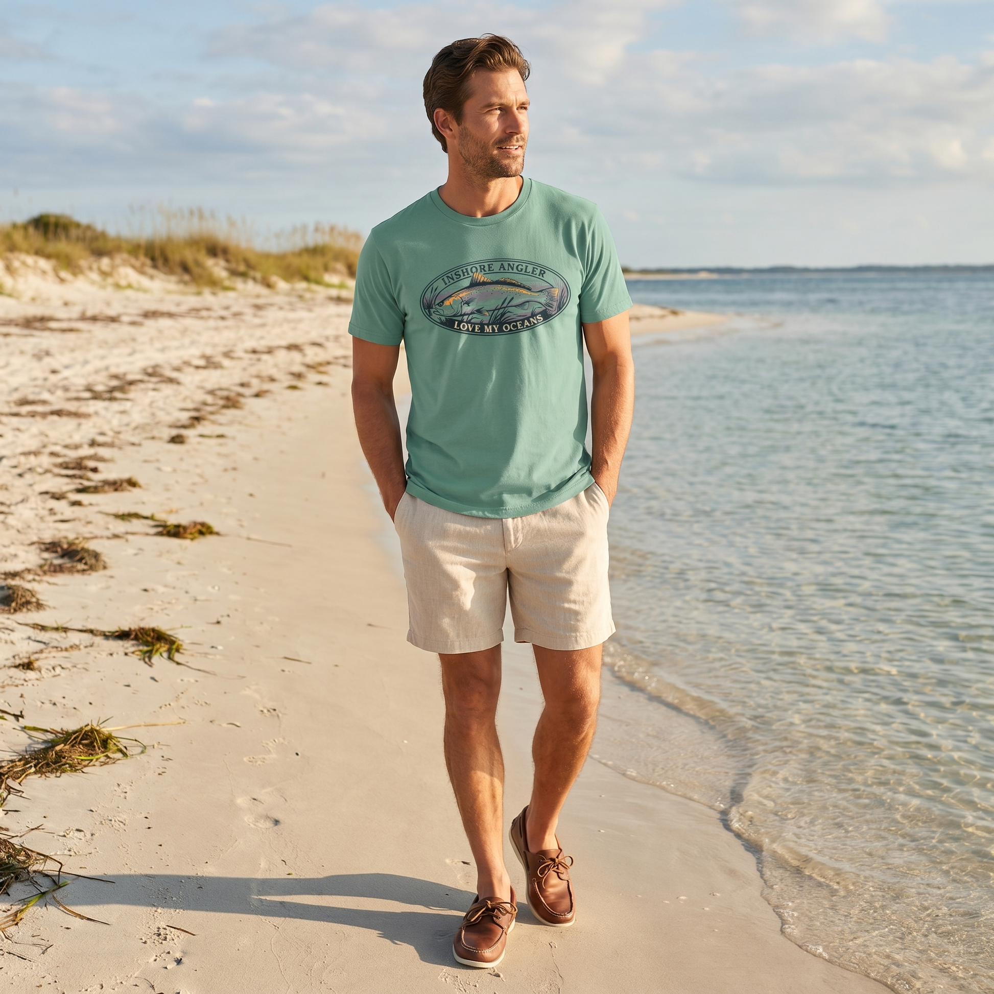 Inshore Angler Speckled Trout Tee — speckled trout fishing shirt, inshore saltwater apparel, Love My Oceans