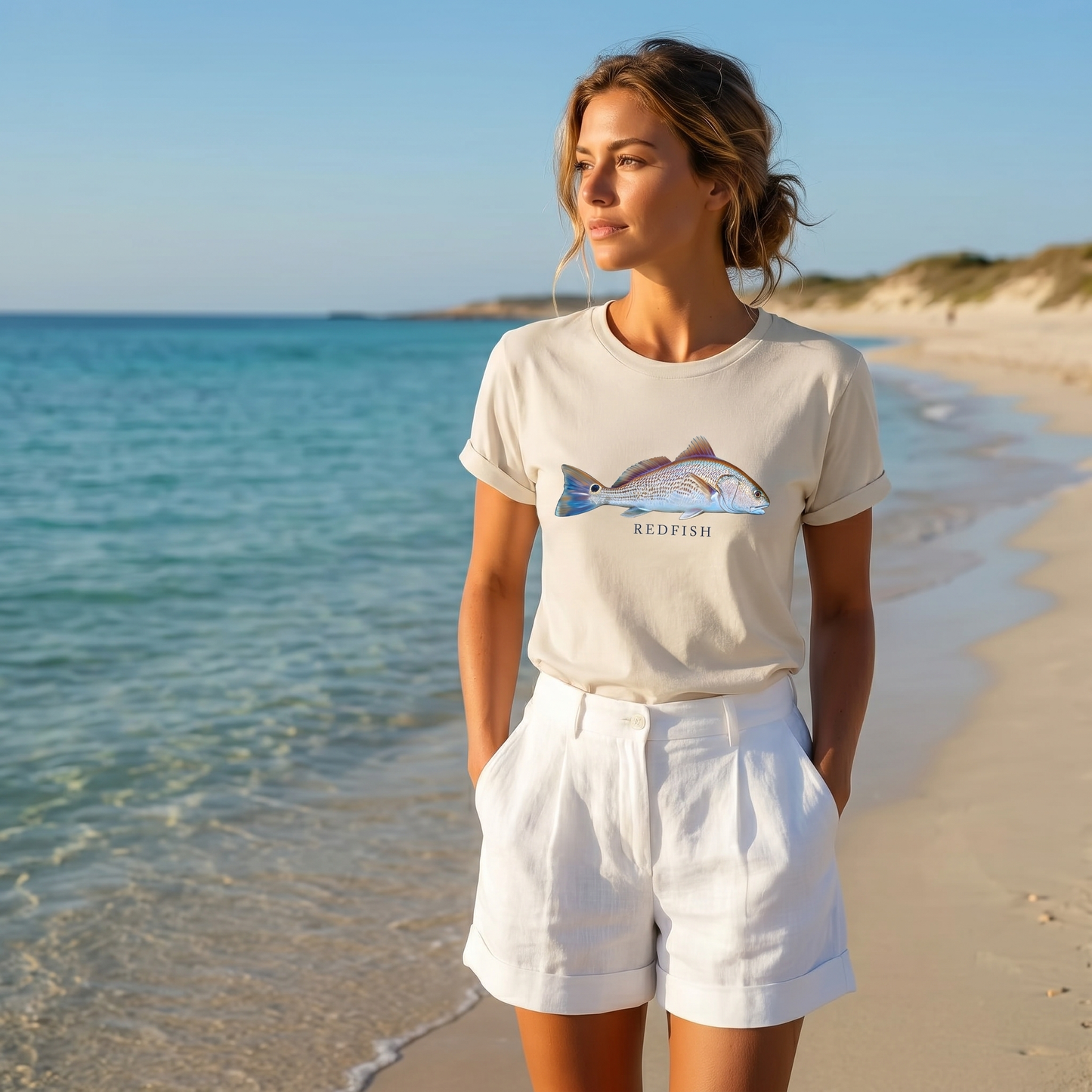 Redfish Illustration Tee — redfish fishing shirt, inshore saltwater apparel, Love My Oceans
