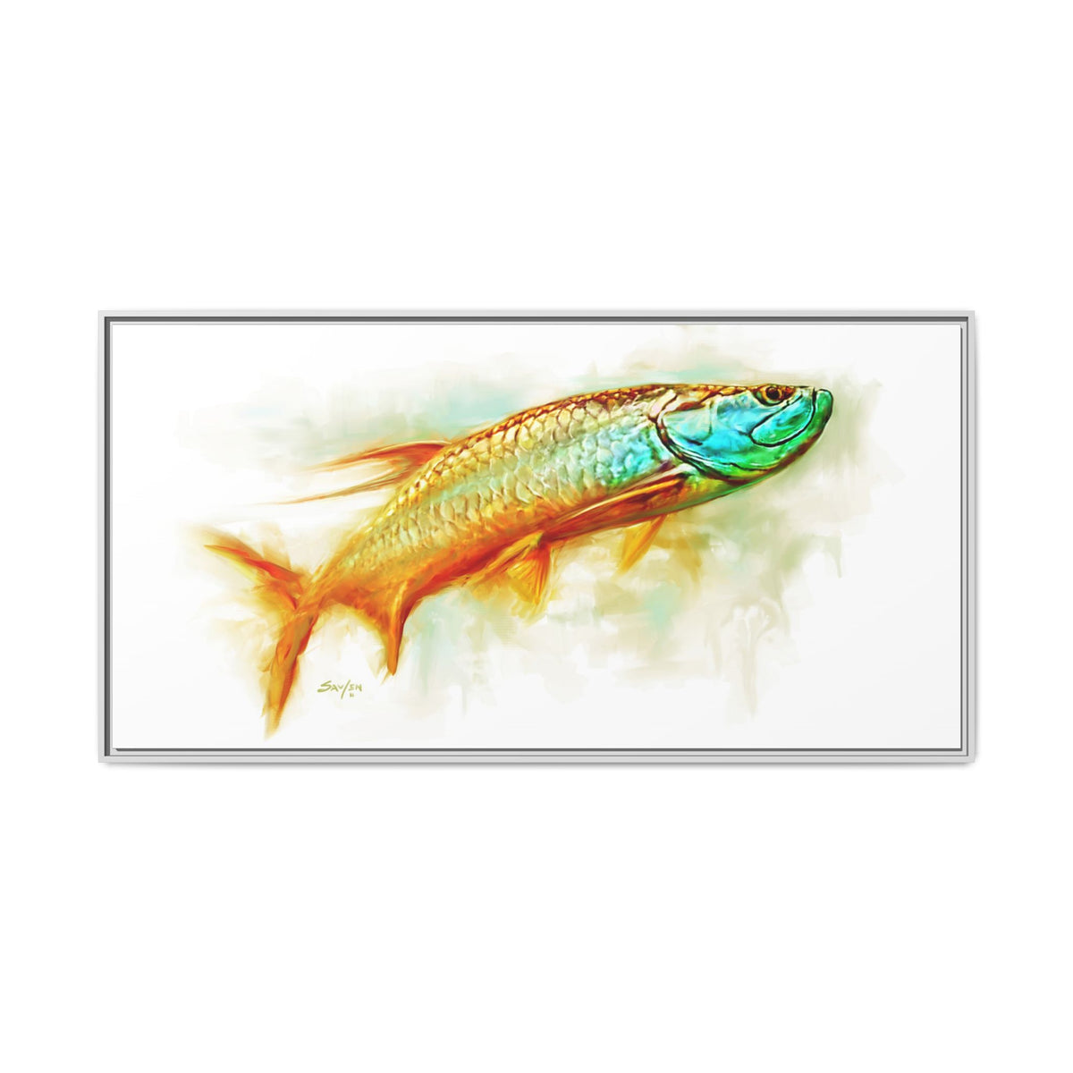 Tarpon wall art in a floater frame — saltwater fishing decor, Love My Oceans