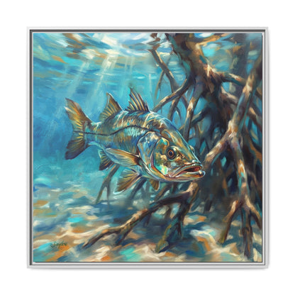 In the Shadows snook framed canvas art print by Mike Savlen
