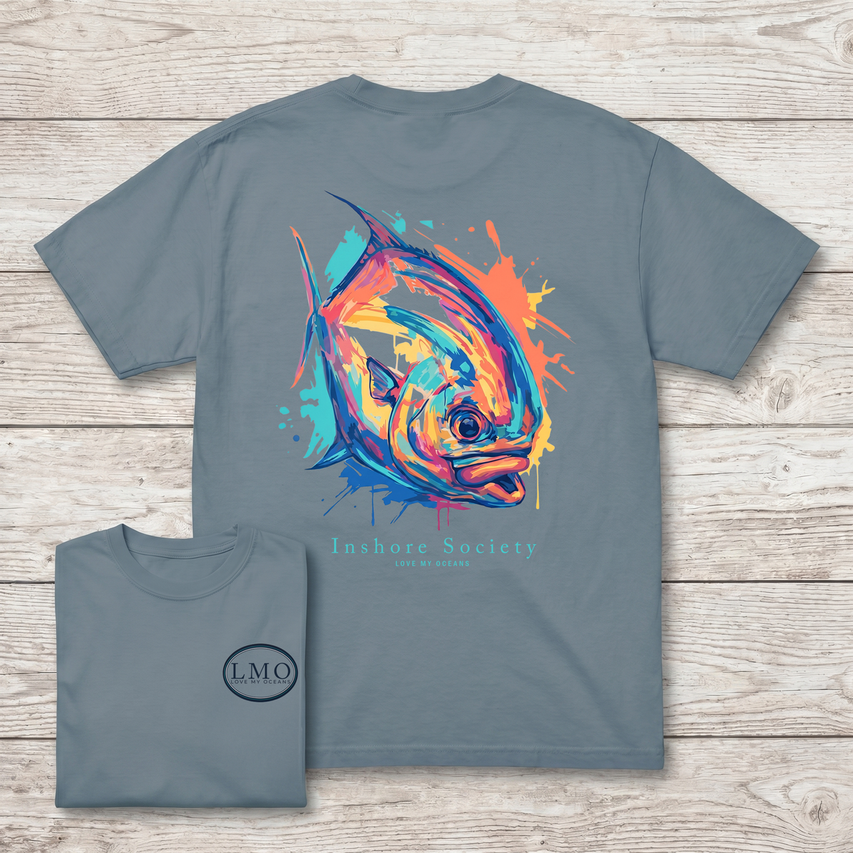 Permit fishing t-shirt with back print by Love My Oceans — inshore saltwater apparel