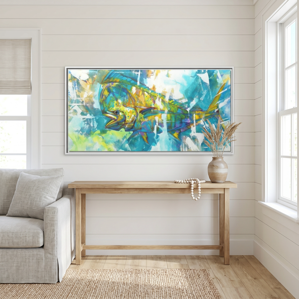 Toro Mahi-Mahi painting by Mike Savlen — offshore fishing framed art print, colorful fish wall art, Love My Oceans