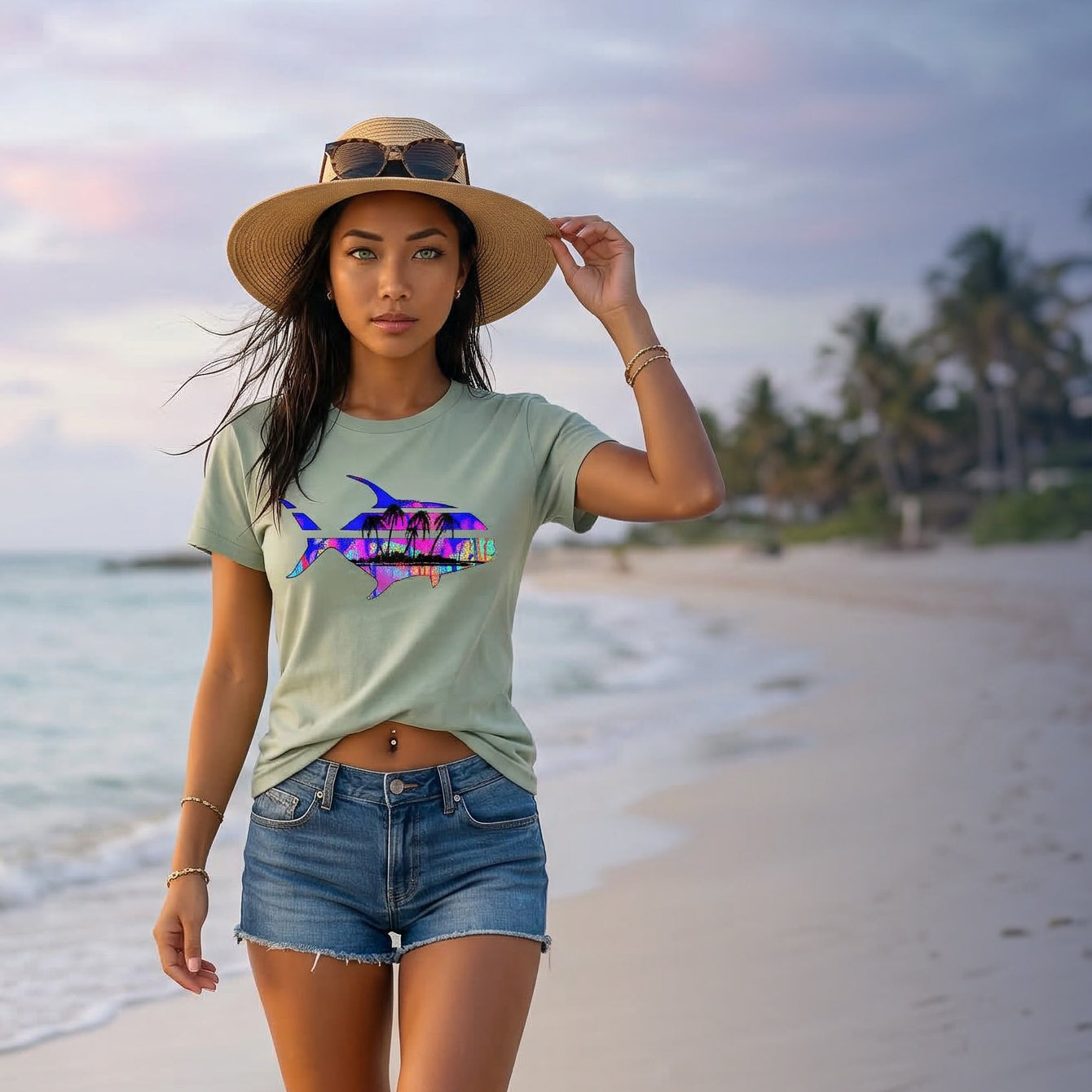 Destination Permit Tee — lifestyle photo, permit fish shirt, coastal apparel, Love My Oceans
