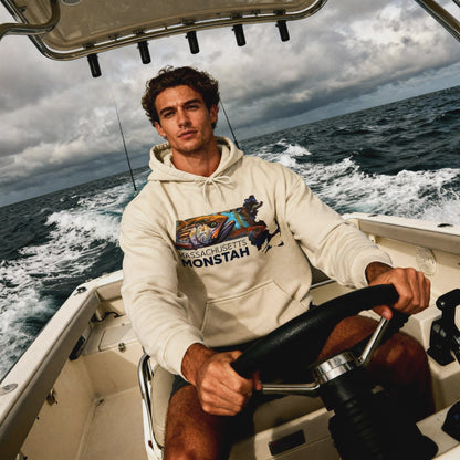 Massachusetts Monstah, Striped Bass, Aggressive Intentions Hooded Sweatshirt