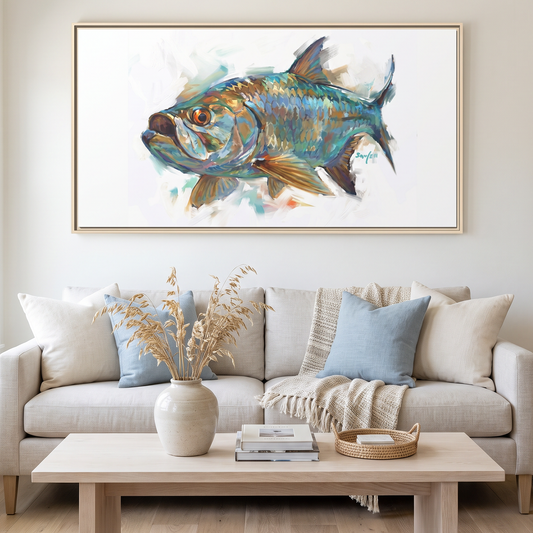 Back Bay Tarpon - Framed Canvas Art by Mike Savlen